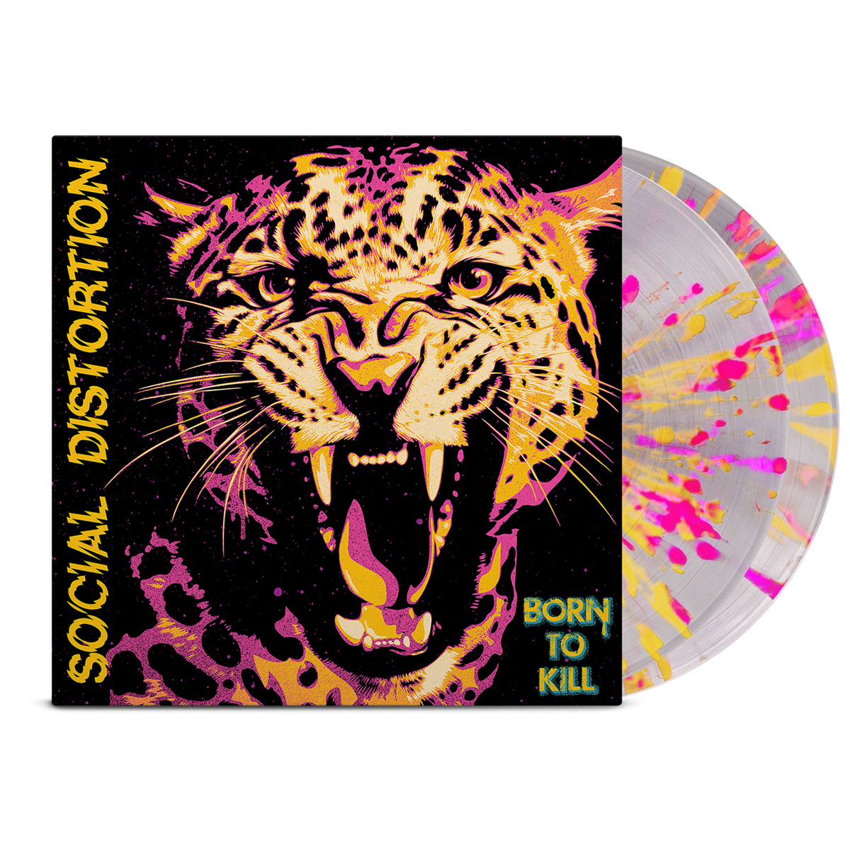 SOCIAL DISTORTION ‘BORN TO KILL’ 2LP (Exclusive – Limited to 500, Clear w/ Pink & Yellow Splatter Vinyl)