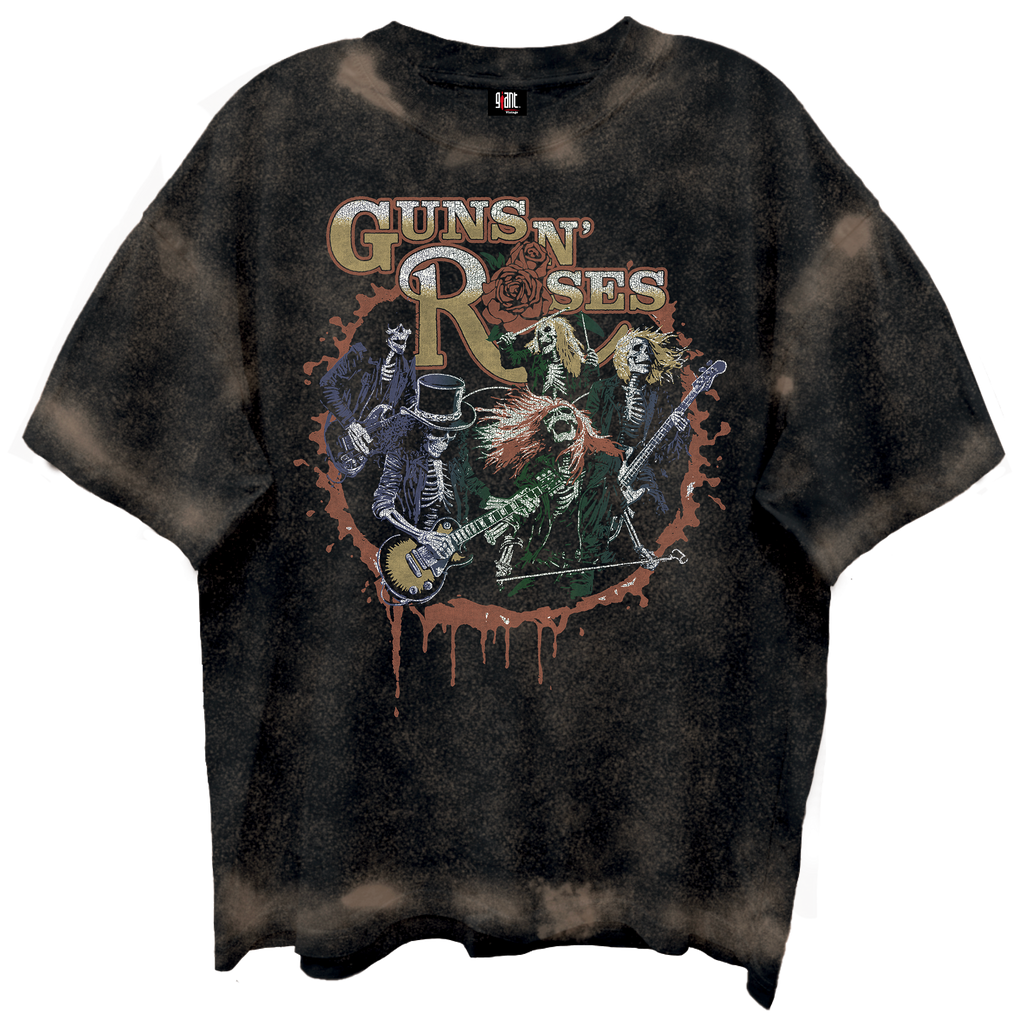 GUNS N ROSES SKELTONS LIVE FRT/BCK CHOCOLATE SPRAY WASH T-SHIRT/GIANT VINTAGE T-SHIRT