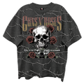 GUNS N ROSES SKULL ROSES FRONT/BCK VINTAGE BLACK ENZYME WASH T-SHIRT/GIANT VINTAGE T-SHIRT