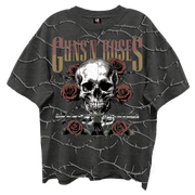 GUNS N ROSES SKULL ROSES FRONT/BCK VINTAGE BLACK ENZYME WASH T-SHIRT/GIANT VINTAGE T-SHIRT