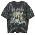 DEF LEPPARD ANIMAL ALL OVER PRINT VINTAGE BLACK ENZYME WASH T-SHIRT/GIANT VINTAGE T-SHIRT