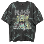 DEF LEPPARD ANIMAL ALL OVER PRINT VINTAGE BLACK ENZYME WASH T-SHIRT/GIANT VINTAGE T-SHIRT