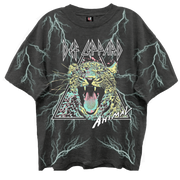 DEF LEPPARD ANIMAL ALL OVER PRINT VINTAGE BLACK ENZYME WASH T-SHIRT/GIANT VINTAGE T-SHIRT