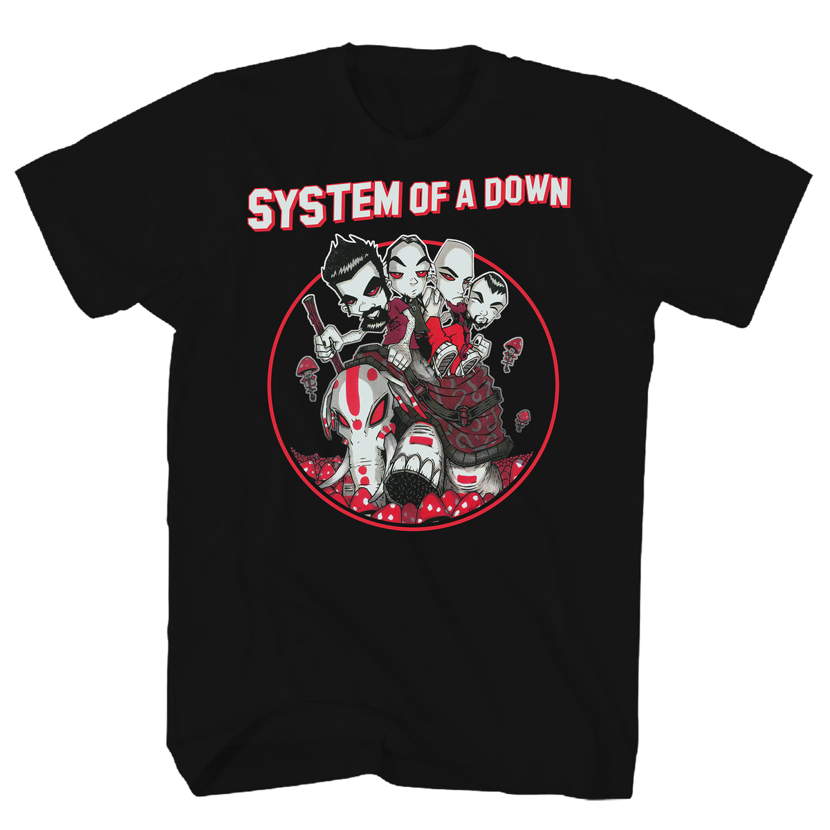 SYSTEM OF A DOWN MUSHROOM PEOPLE BLACK T-SHIRT