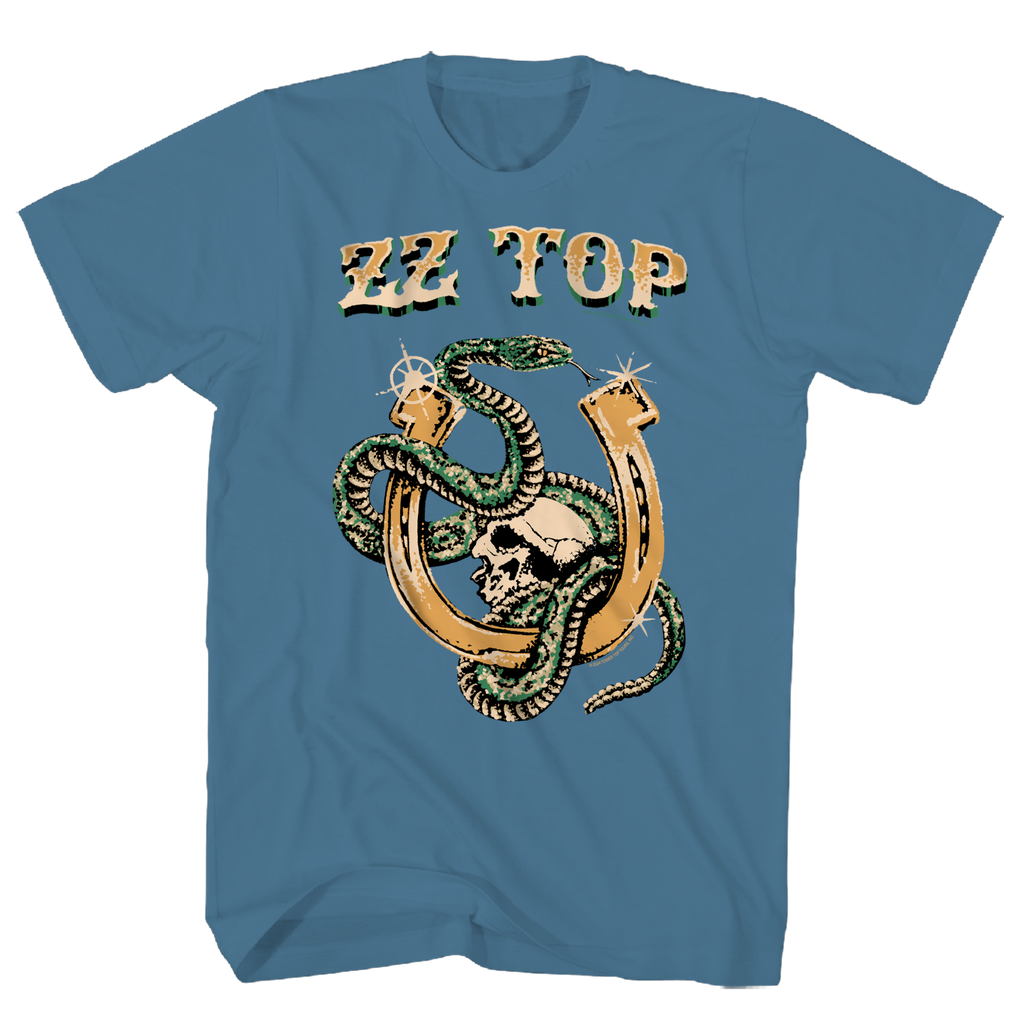 ZZ TOP SNAKE SKULL BLUE T-SHIRT