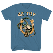 ZZ TOP SNAKE SKULL BLUE T-SHIRT