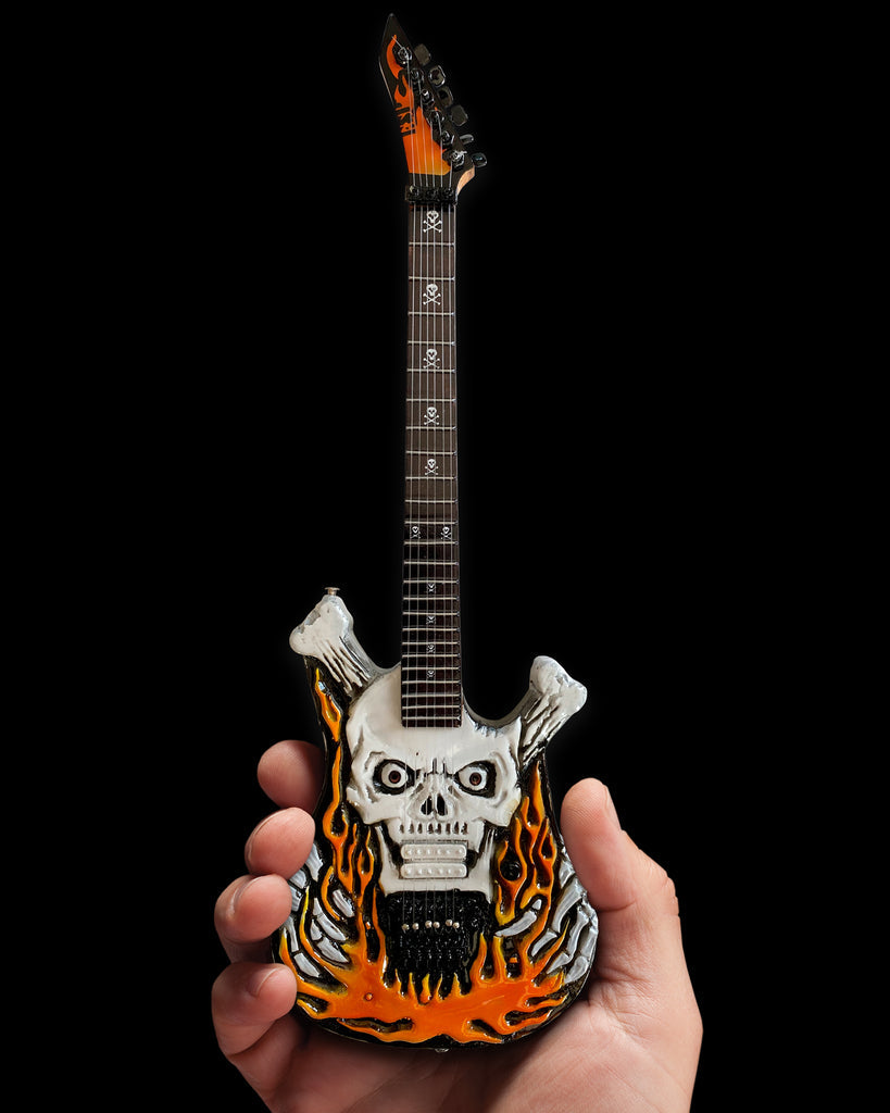 DOKKEN - GEORGE LYNCH - LICENSED ESP FLAMING SKULL MINI GUITAR REPLICA