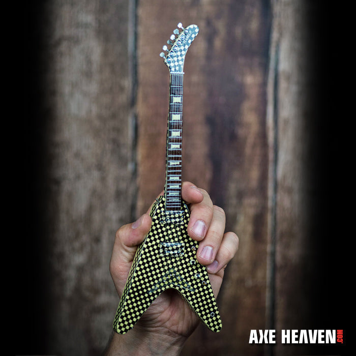 CHEAP TRICK - RICK NIELSEN - LICENSED CHECKERED FLYING V MINI GUITAR REPLICA