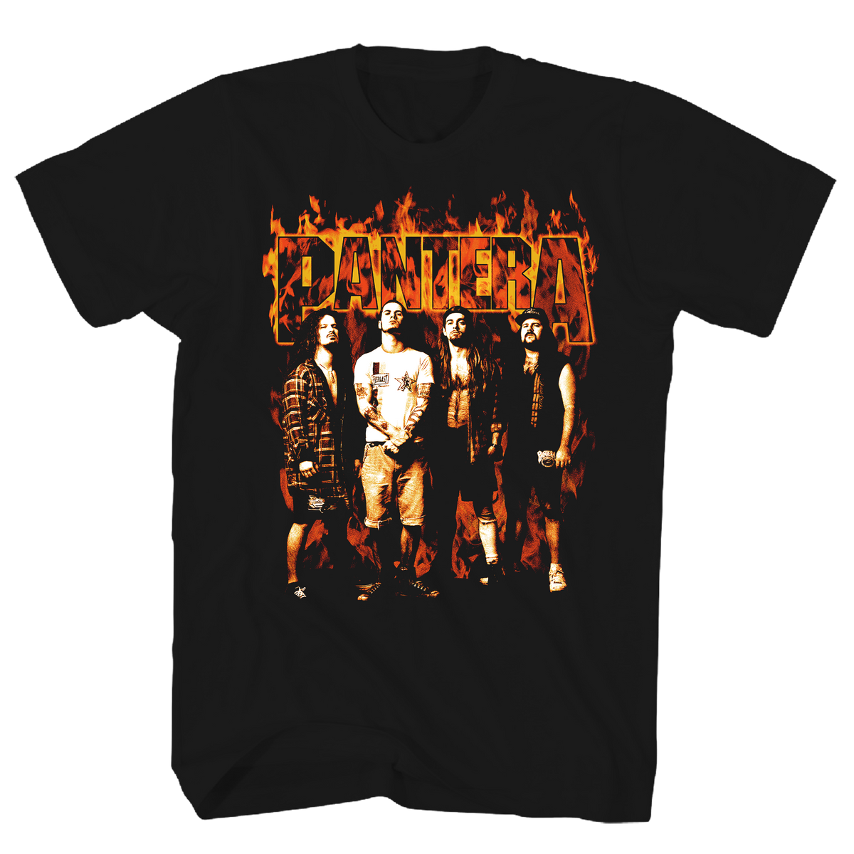 PANTERA FLAMES BAND PHOTO FRT/BACK BLACK T-SHIRT