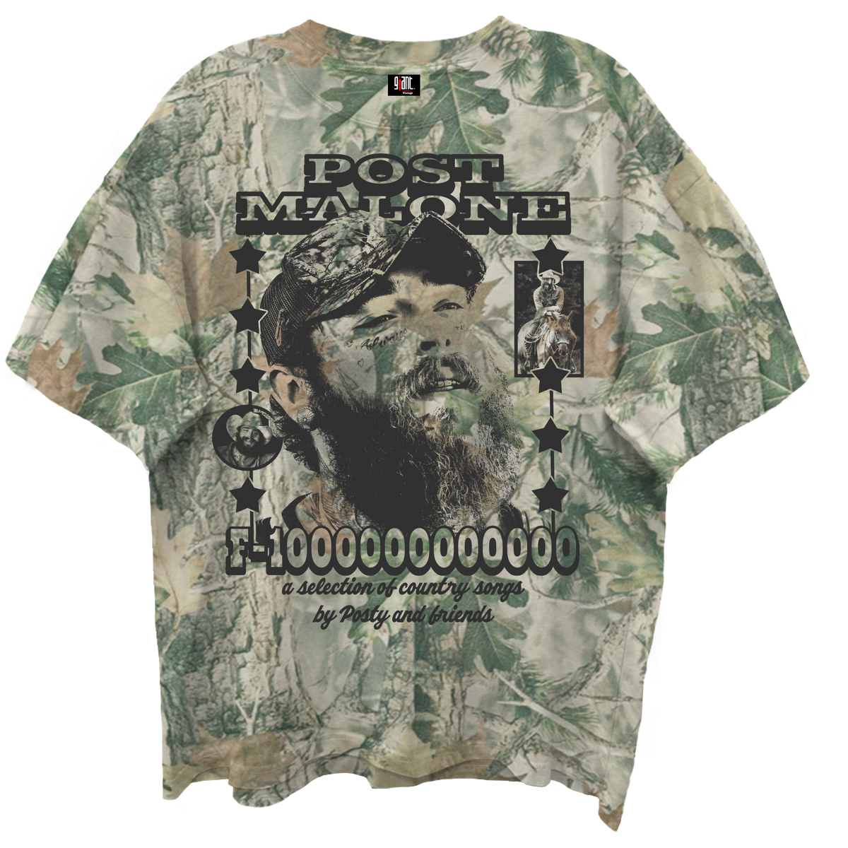 POST MALONE F-1 WOODLAND CAMO GIANT VINTAGE T-SHIRT