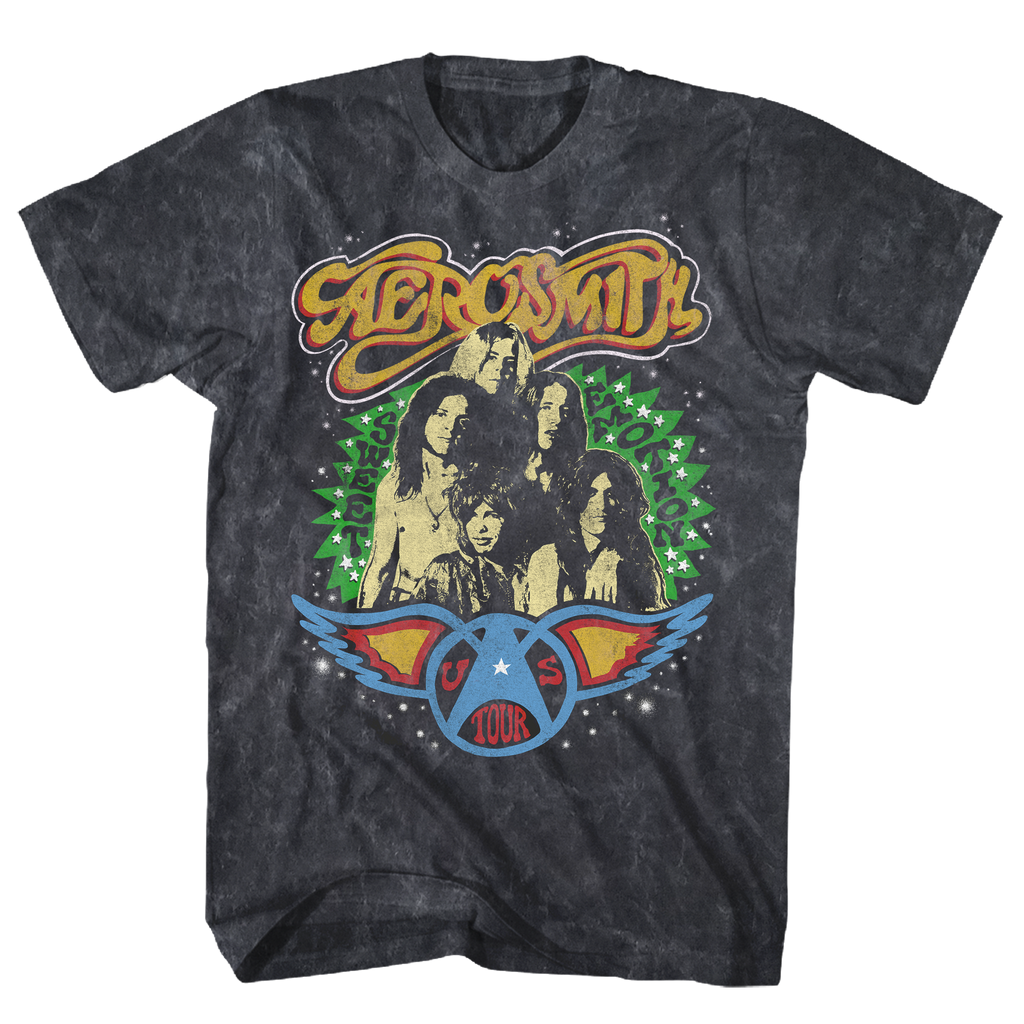 AEROSMITH SWEET EMOTION US TOUR BLACK MINERAL WASH  T-SHIRT