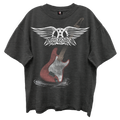 AEROSMITH GUITAR WINGS VINTAGE BLACK ENZYME WASH T-SHIRT/GIANT VINTAGE T-SHIRT