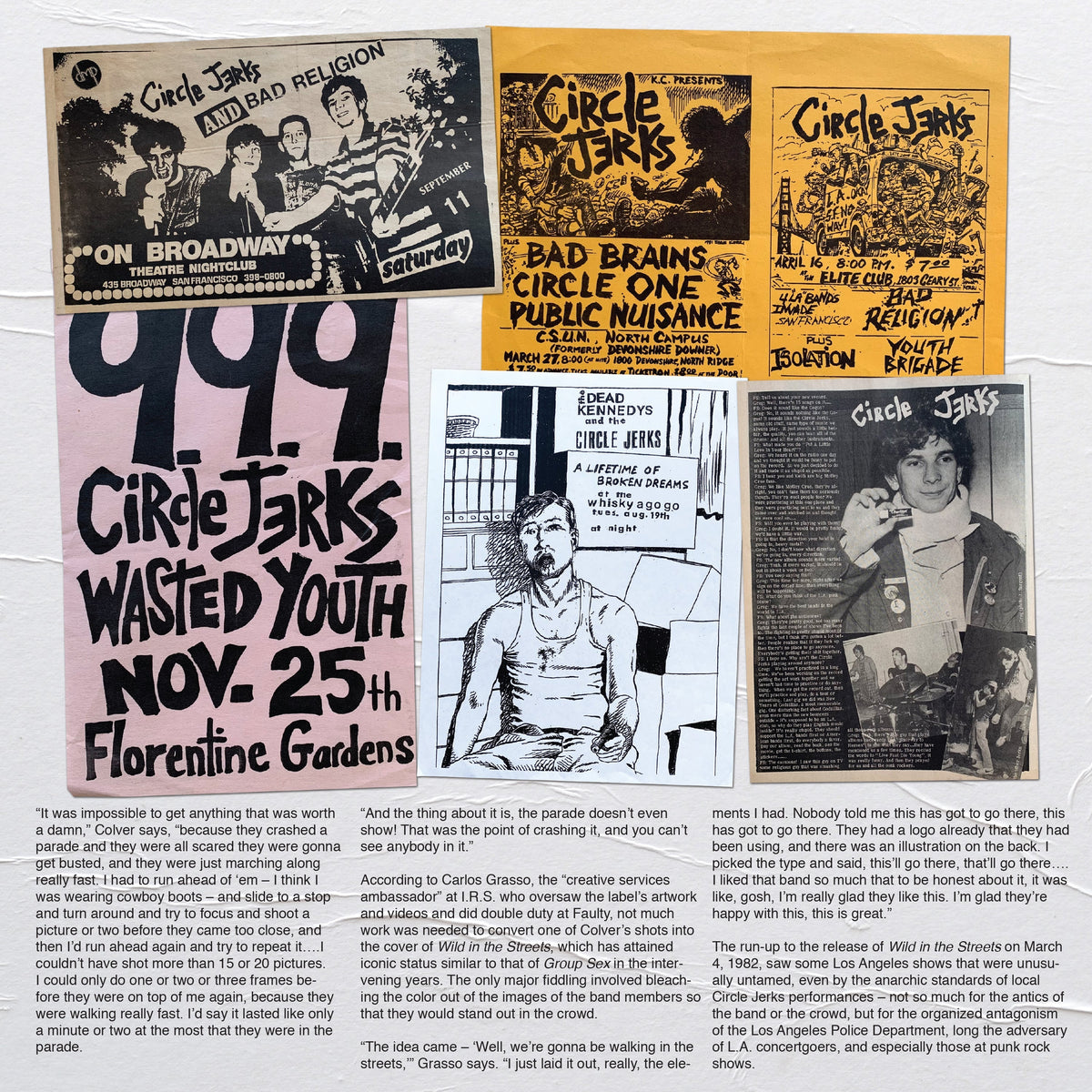 CIRCLE JERKS 'WILD IN THE STREETS' LP (Limited Edition ' Only 1000 Made, 40th Anniversary, White & Pink Vinyl)