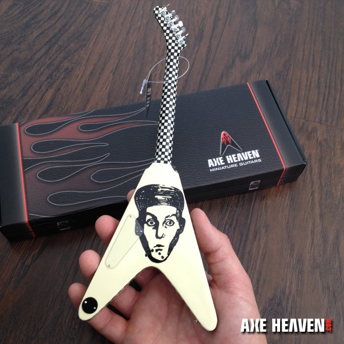 CHEAP TRICK - RICK NIELSEN - LICENSED CHECKERED FLYING V MINI GUITAR REPLICA