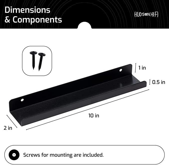 HUDSON HI-FI: LP VINYL RECORD WALL DISPLAY SHELF BLACK - 6 PACK