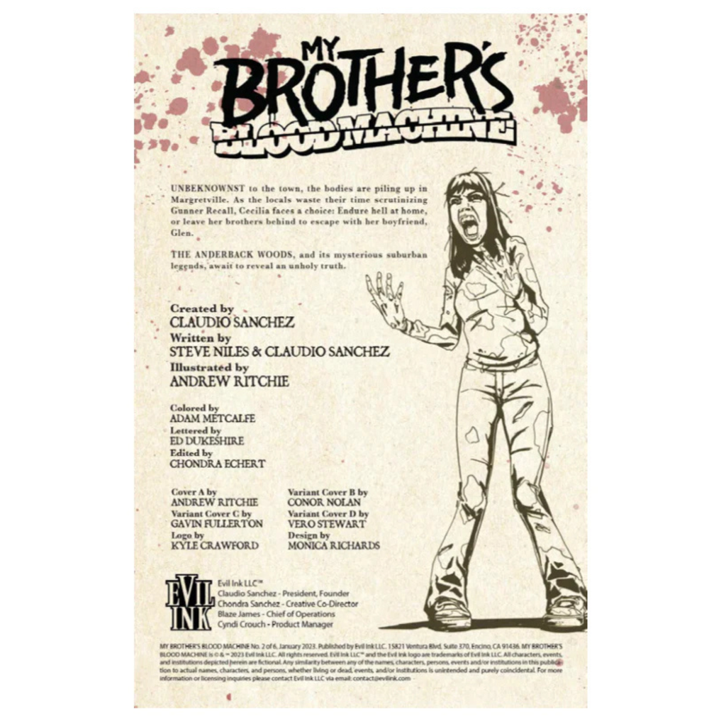 MY BROTHER’S BLOOD MACHINE by CLAUDIO SANCHEZ -  COMIC BOOK ISSUE 2 OF 6 (EXCLUSIVE COVER)