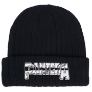 PANTERA EMBROIDERED LOGO RIBBED BLACK ACRYLIC KNIT HAT