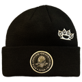FIVE FINGER DEATH PUNCH WOVEN PATCH LOGOS 1X1 RIBBED ACRYLIC KNIT HAT