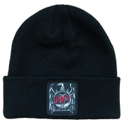SLAYER EAGLE PATCH RIBBED BLACK ACRYLIC KNIT HAT