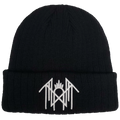SLEEP TOKEN EMBROIDERED LOGO RIBBED BLACK ACRYLIC KNIT HAT