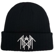 SLEEP TOKEN EMBROIDERED LOGO RIBBED BLACK ACRYLIC KNIT HAT