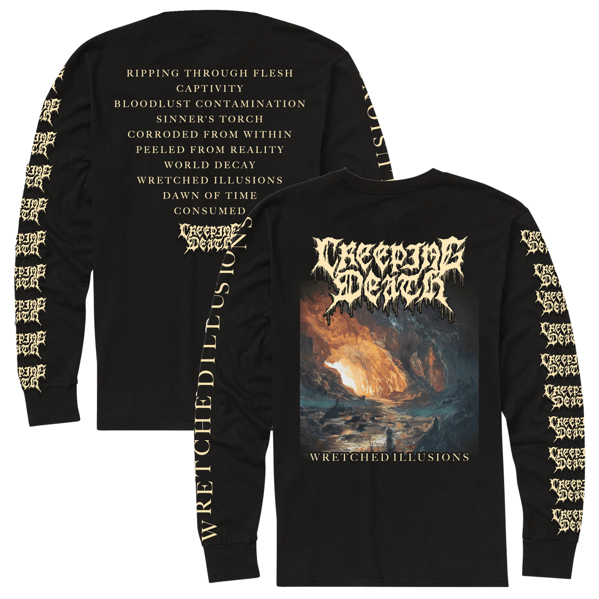 CREEPING DEATH WRETCHED ILLUSIONS ALBUM ART LONG SLEEVE