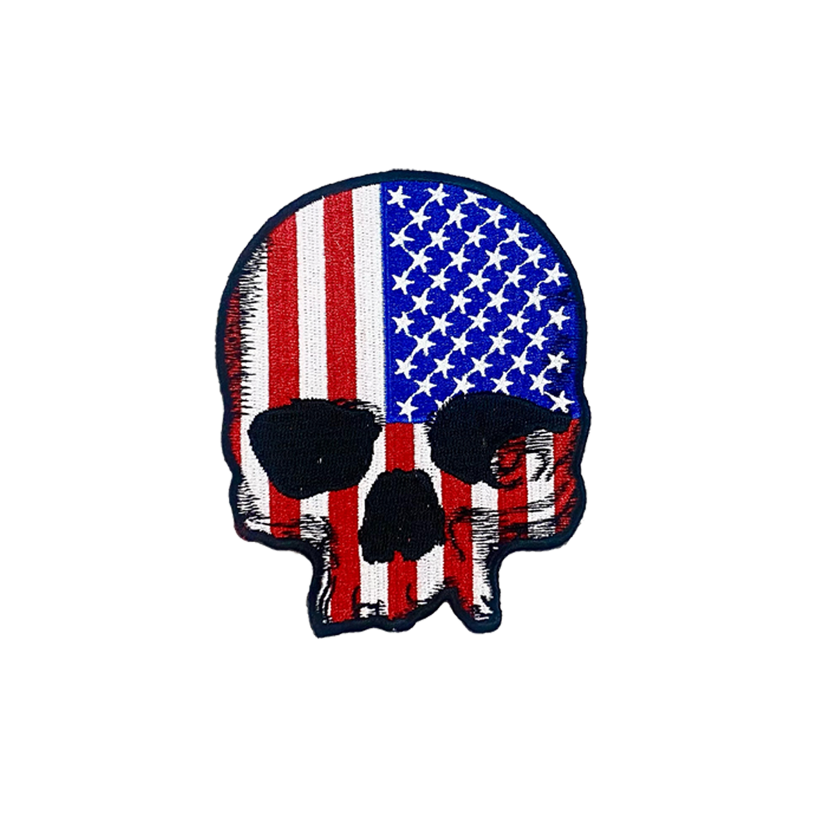 AMERICAN FLAG SKULL EMBROIDERED PATCH