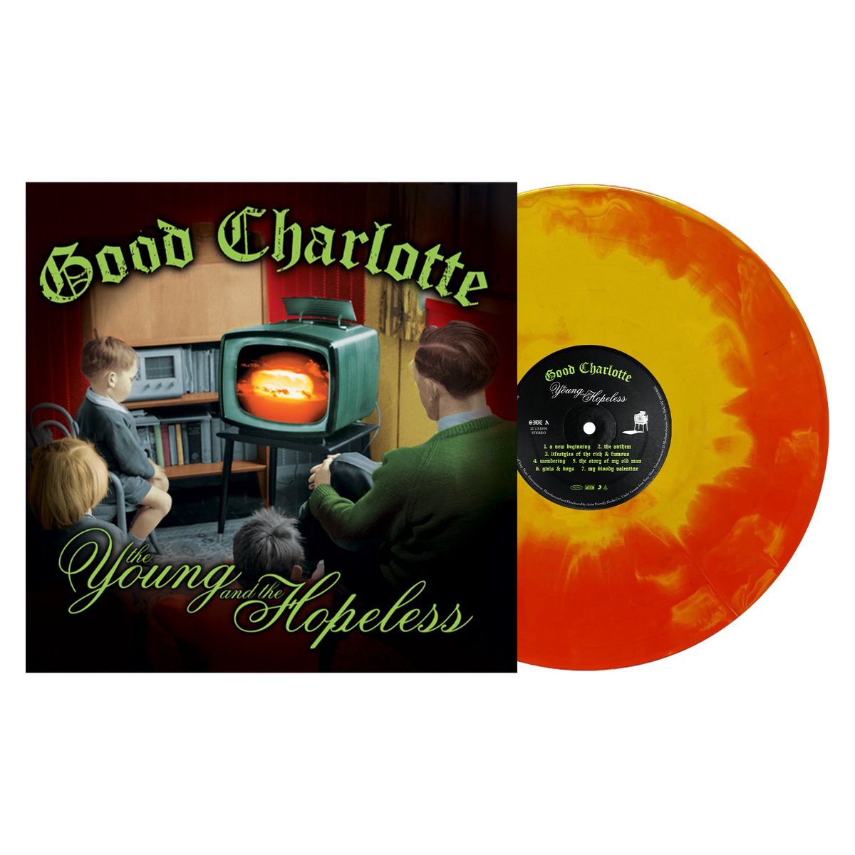 GOOD CHARLOTTE ‘THE YOUNG AND THE HOPELESS’ LP (Exclusive – Limited to 500, Orange & Yellow Handpour Vinyl)