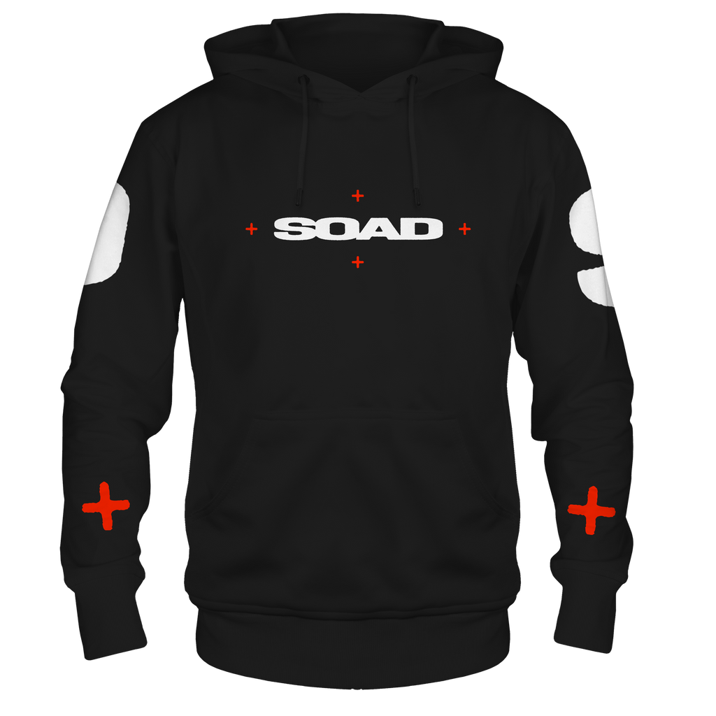 SYSTEM OF A DOWN OVERSIZED LOGO FRT/BACKLEEVE BLACK HOODIE