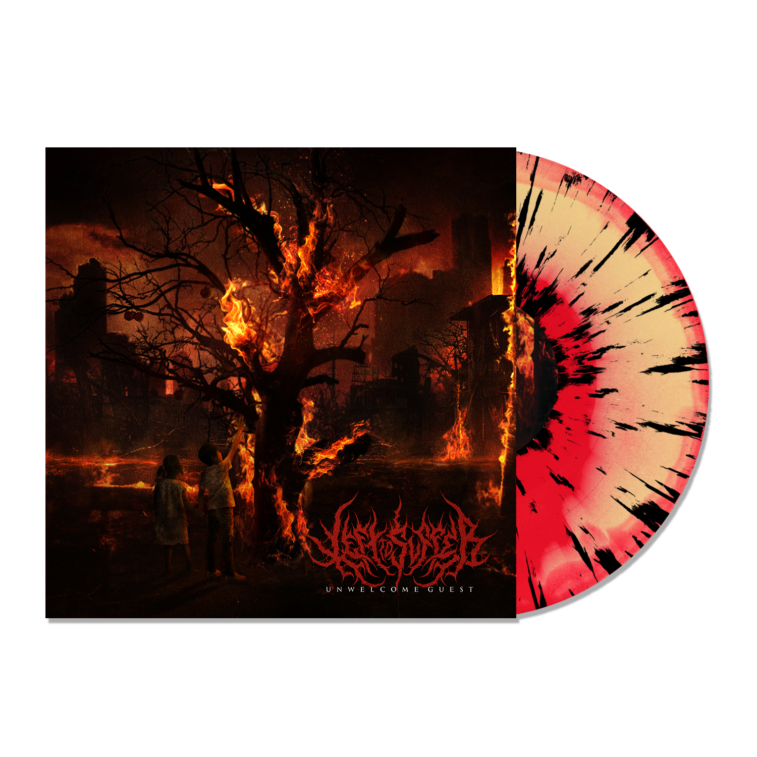 LEFT TO SUFFER ‘UNWELCOME GUEST’ LP (Exclusive – Limited to 200, Red & Yellow Swirl w/ Black Splatter Vinyl)