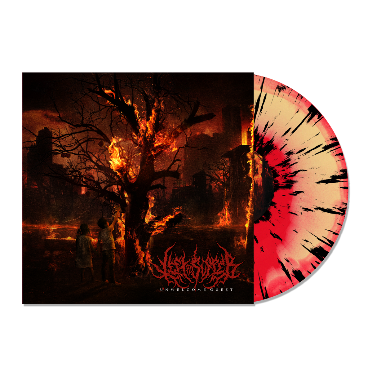 LEFT TO SUFFER ‘UNWELCOME GUEST’ LP (Exclusive – Limited to 200, Red & Yellow Swirl w/ Black Splatter Vinyl)