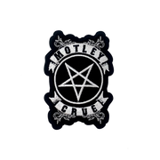 MOTLEY CRUE RIBBION PENTAGRAM EMBROIDERED PATCH