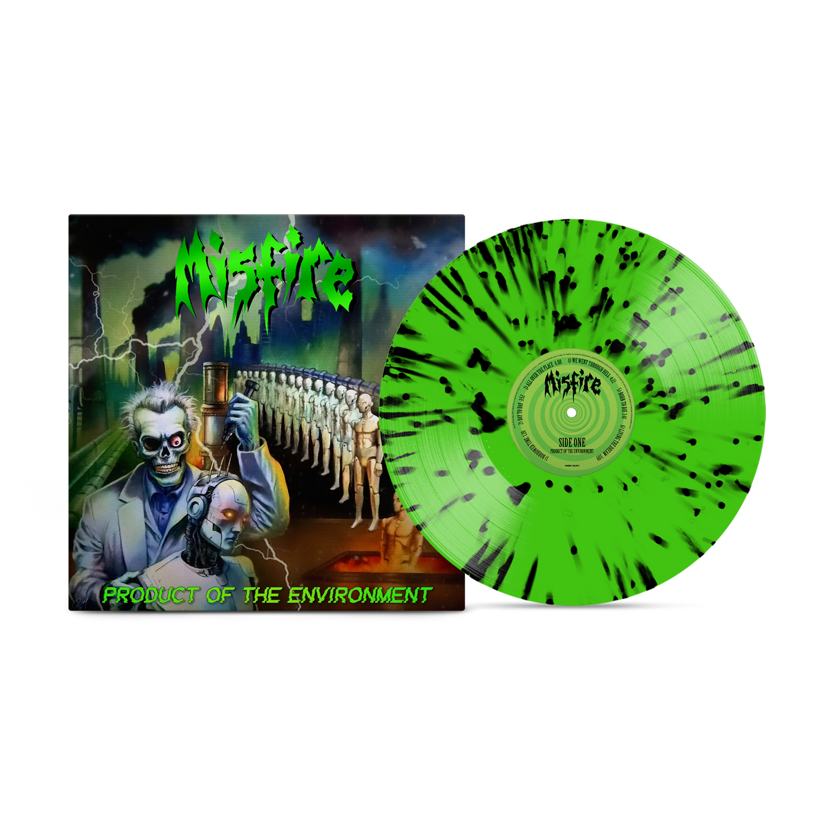 MISFIRE 'PRODUCT OF THE ENVIRONMENT' LP (Neon Green with Black Splatter Vinyl)