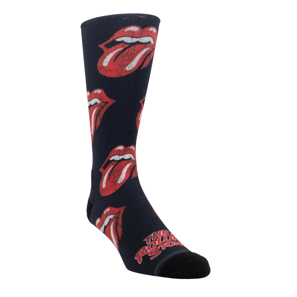 THE ROLLING STONES 'ALL OVER DISTRESSED TONGUES' CREW SOCKS