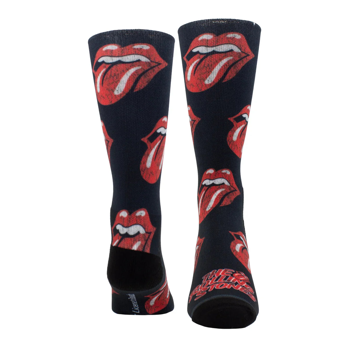 THE ROLLING STONES 'ALL OVER DISTRESSED TONGUES' CREW SOCKS