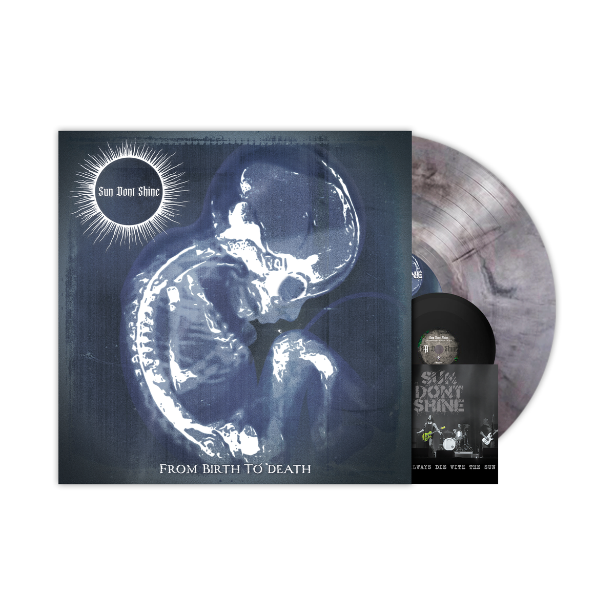 SUN DONT SHINE ‘FROM BIRTH TO DEATH’ LP (Exclusive – Various Color Vinyl) + 4" TINY VINYL