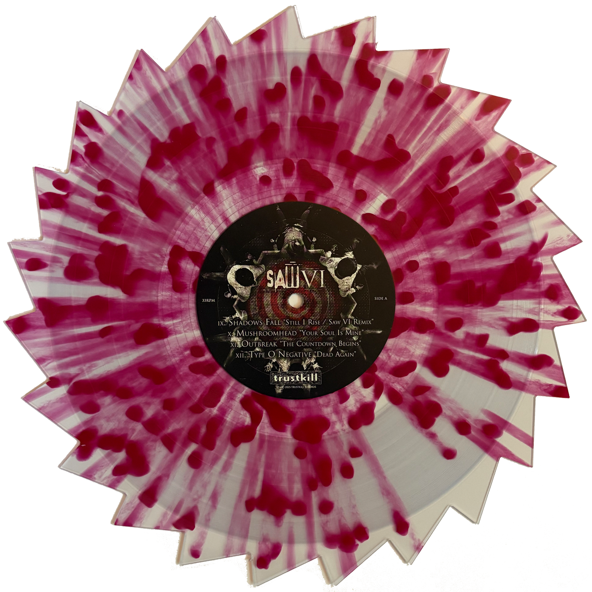 SAW VI SOUNDTRACK 2LP (Exclusive – Limited to 300, "Sawblade" Clear with Blood Red Splatter Vinyl)