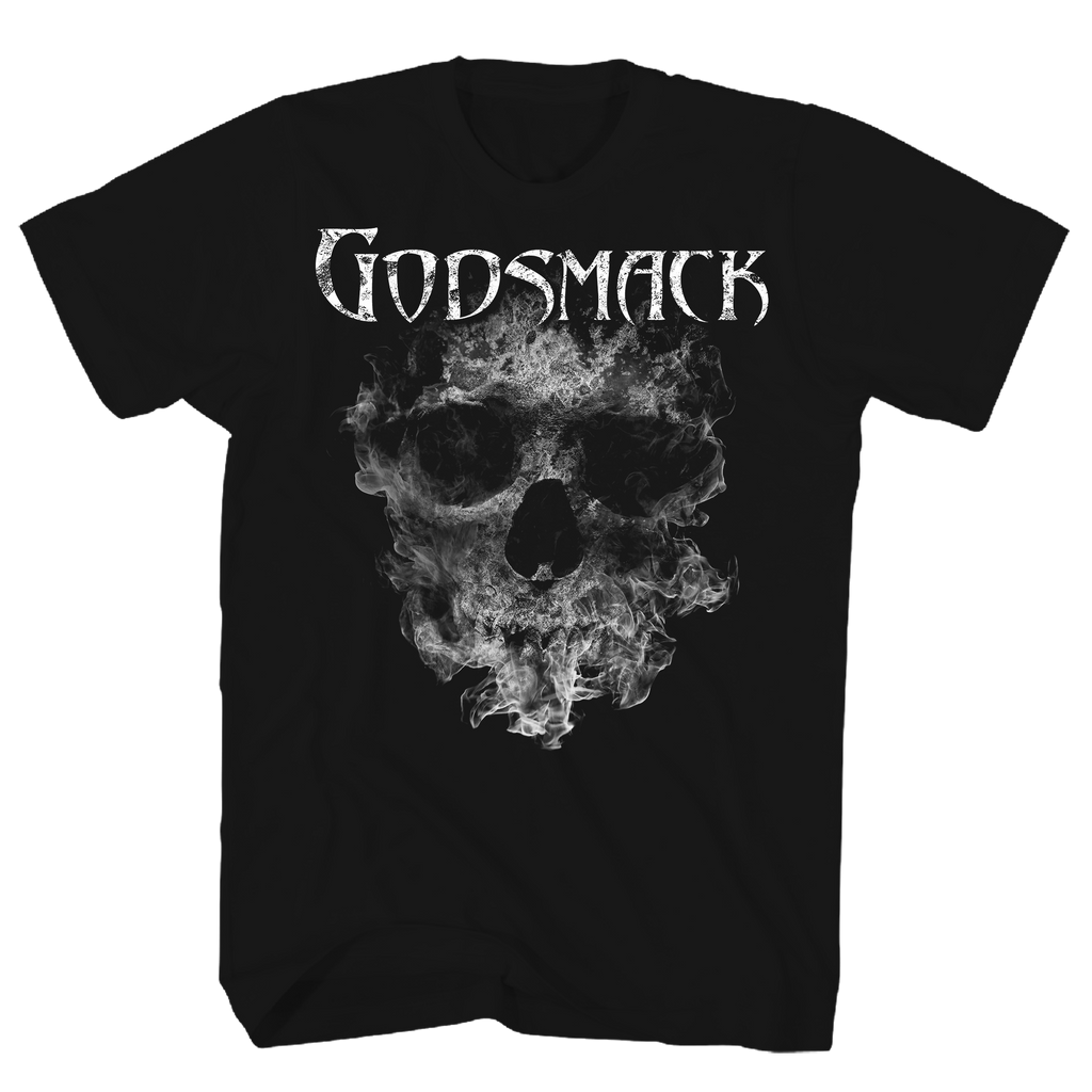 GODMACK SMOKING SKULL BLACK T-SHIRT