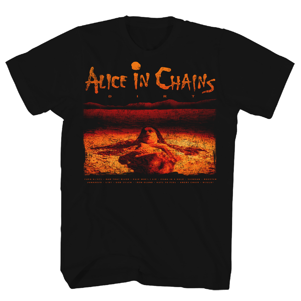 ALICE IN CHAINS DIRT ALBUM TRACK LIST BLACK  T-SHIRT