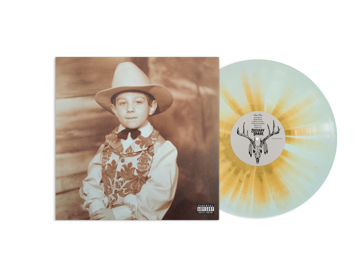 ZACHARY BAKER ‘DARK HORSE’ LP (Exclusive – Limited to 200, Sky Blue w/ Gold Splatter Vinyl)