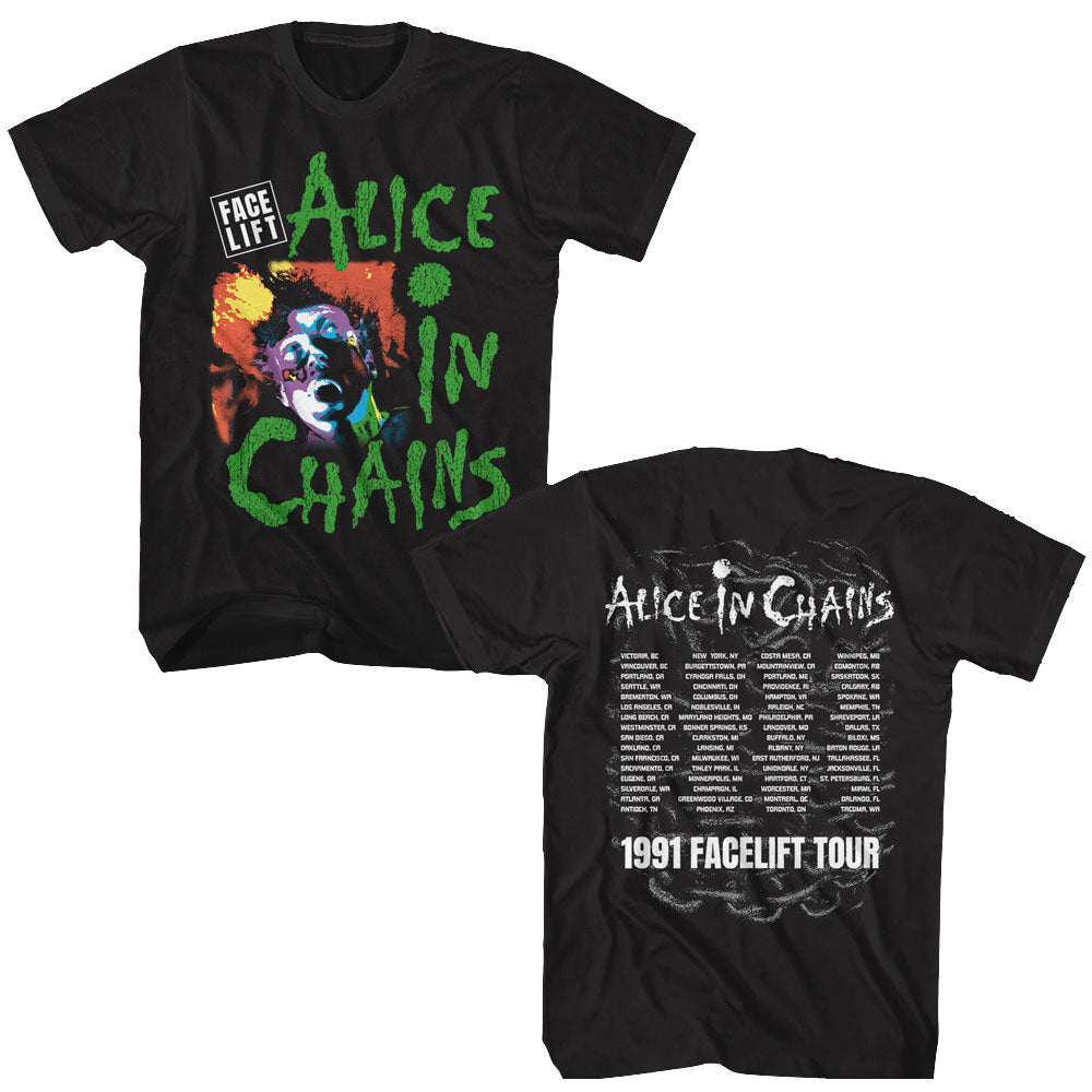 Alice in Chains Facelift Tour 91 T Shirt Front and Back
