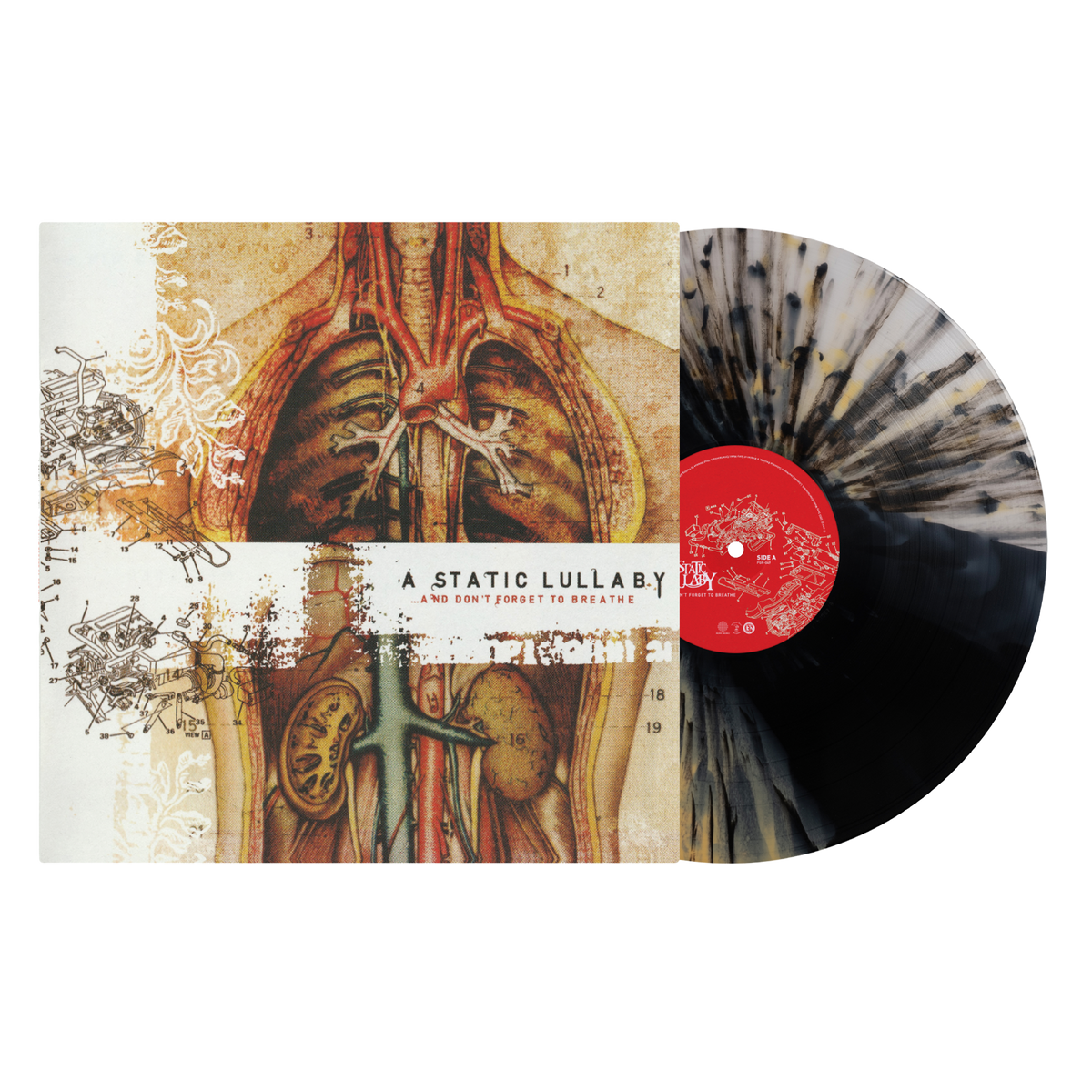 A STATIC LULLABY ‘…AND DON’T FORGET TO BREATHE’ LP (Exclusive – Limited to 200, Tri-Color Stripe w/ Splatter Vinyl)