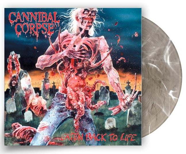 CANNIBAL CORPSE 'EATEN BACK TO LIFE' LIMITED EDITION SMOKY CLEAR WITH WHITE SWIRL LP ' ONLY 500 MADE