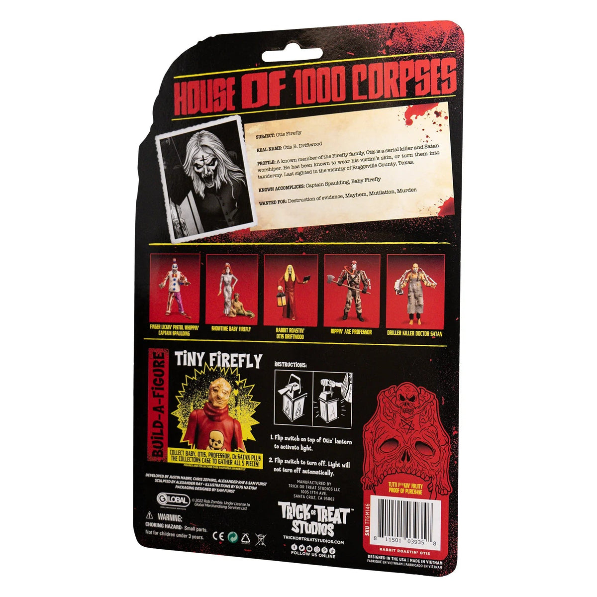 House of 1000 Corpses Otis 5 Inch Action Figure Packaging Back