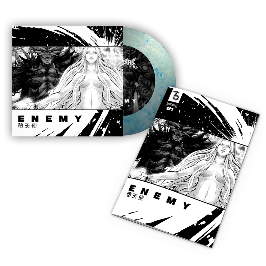 BRAND OF SACRIFICE 'ENEMY' 7" + COMIC BOOK (Limited Edition ' Only 150 Made, Blue & White Crystal Vinyl)