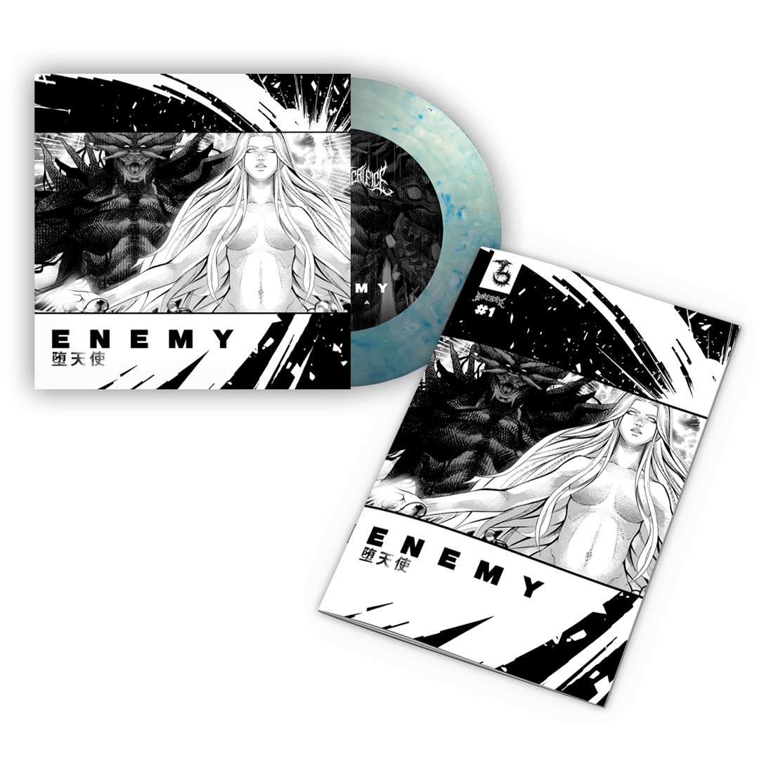 BRAND OF SACRIFICE 'ENEMY' 7" + COMIC BOOK (Limited Edition ' Only 150 Made, Blue & White Crystal Vinyl)