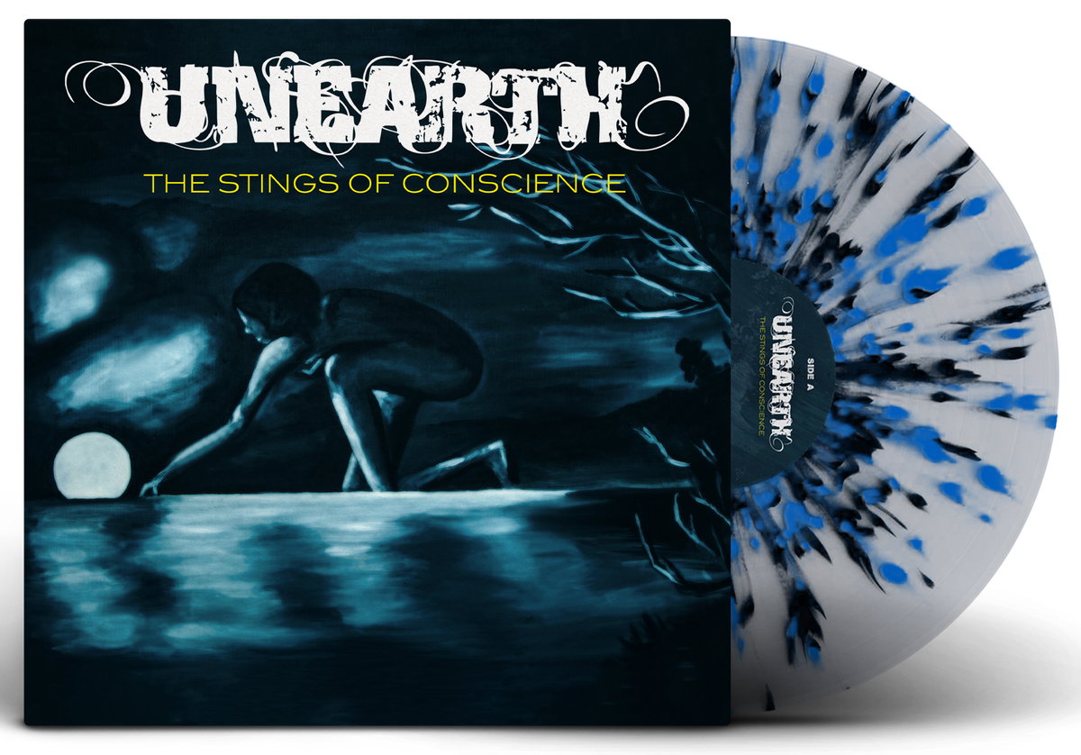 UNEARTH 'THE STINGS OF CONSCIENCE' LP ' ONLY 300 MADE (Limited Edition Milky Clear w/ Black and Sky-Blue Splatter Vinyl)