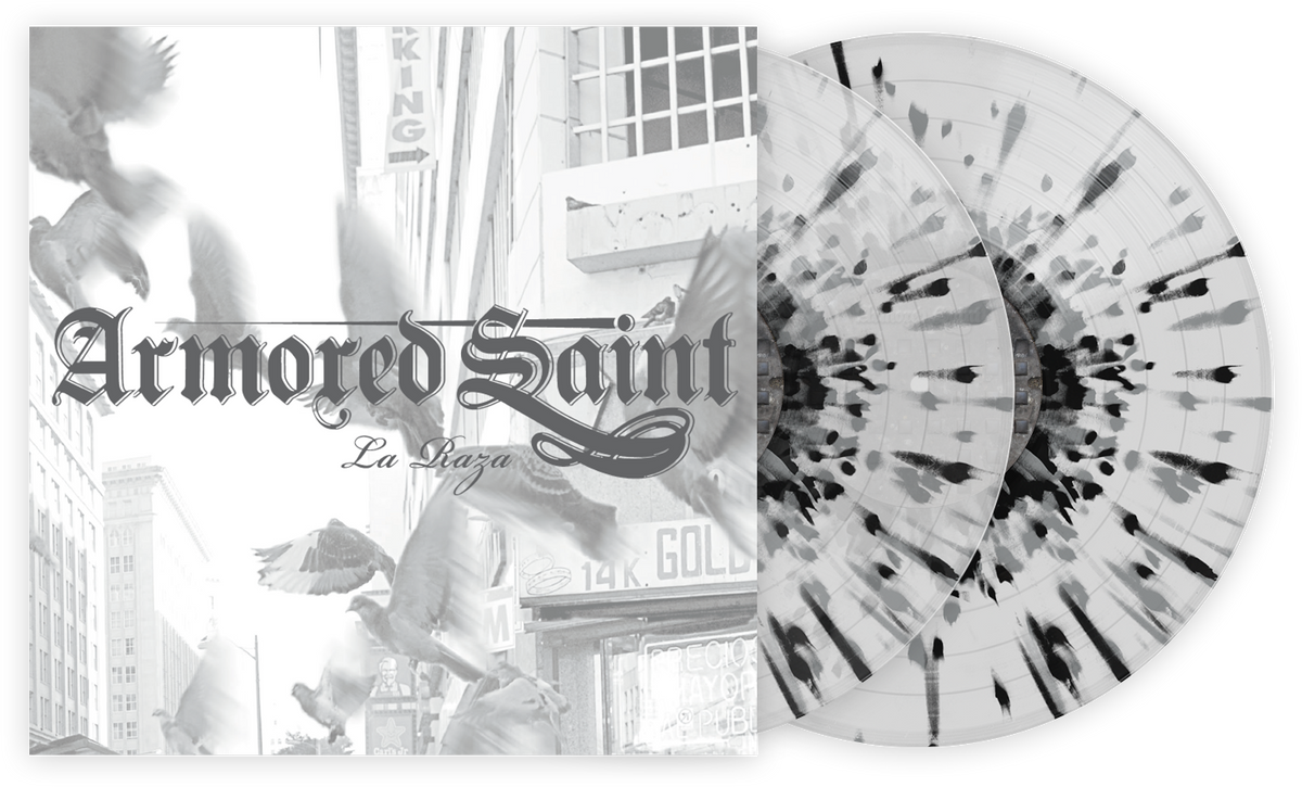 ARMORED SAINT 'LA RAZA' CLEAR WITH BLACK AND SILVER SPLATTER 2LP