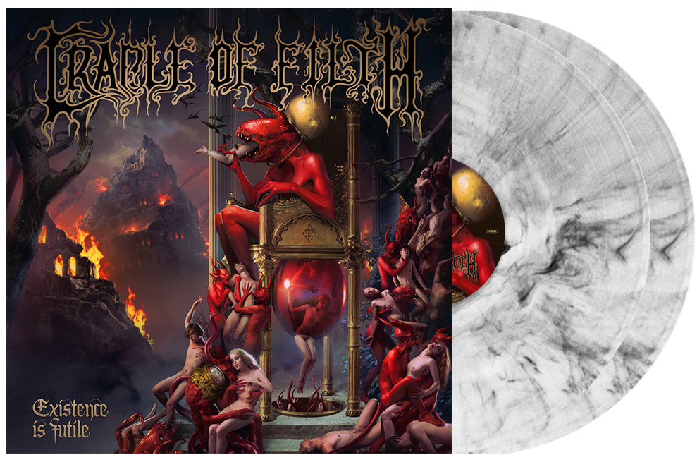 CRADLE OF FILTH 'EXISTENCE IS FUTILE' LIMITED EDITION BLACK AND WHITE MARBLE 2LP ' ONLY 400 MADE